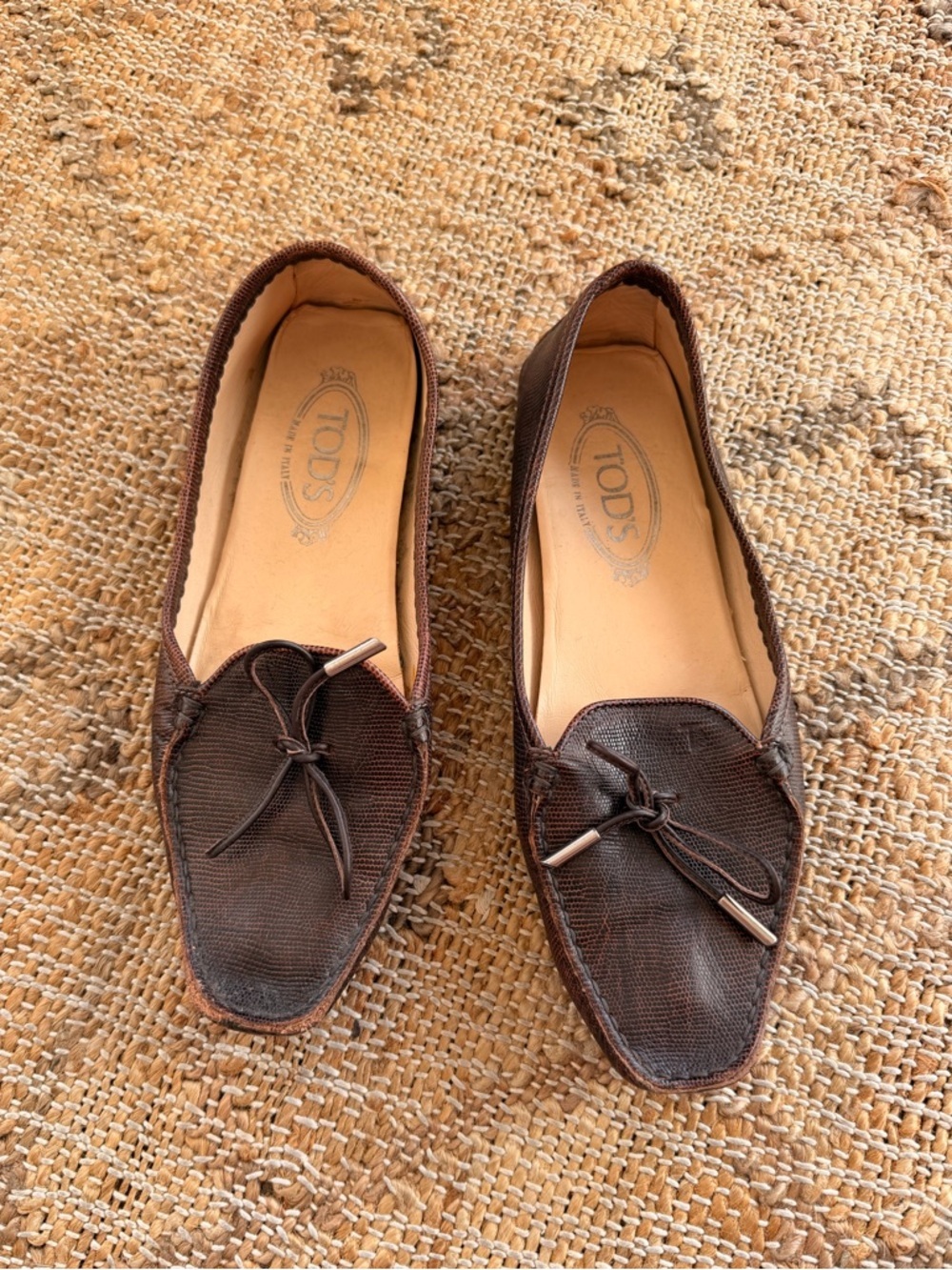 Vintage TOD'S Womens Driving Moc Lizard Loafers Sz 8.5 - Picture 3 of 10